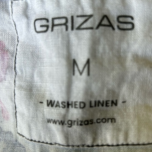 Grizas washed linen shift dress white multi watercolor splatter Size M - Picture 7 of 8